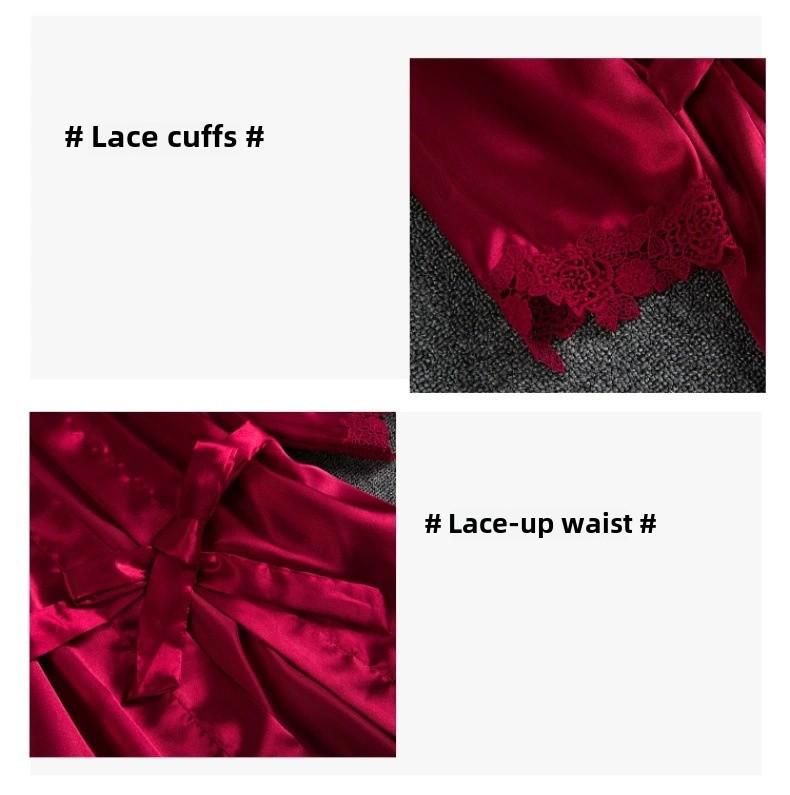 Women's Five-Piece Silk Pajama Set - Sensual Padded Nightdress and Battleship Print for Spring & Summer