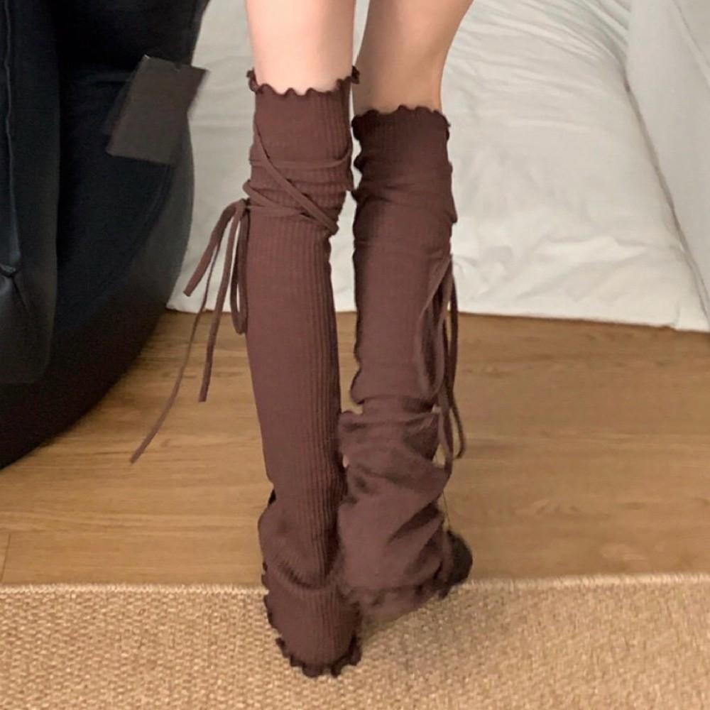 Knee High Balletcore Leg Warmers Strappy Boots Cover Fashion Loose Socks Foot Cover  Women