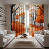 2pc Autumn Landscape Print Curtains   Polyester Fabric   Machine Washable   Suitable for Living Room and Bedroom Decoration