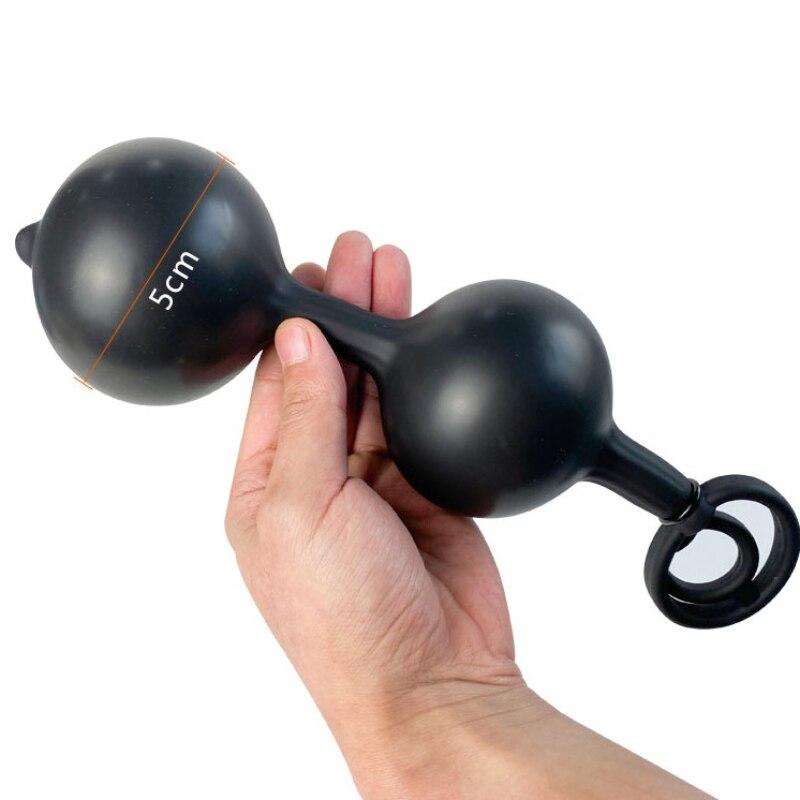 Double Bead Inflatable Anal Plug Anal Massager Expansion Stimulation  Sex Toys Fisting Silicone Tail Plug Anal Dildo