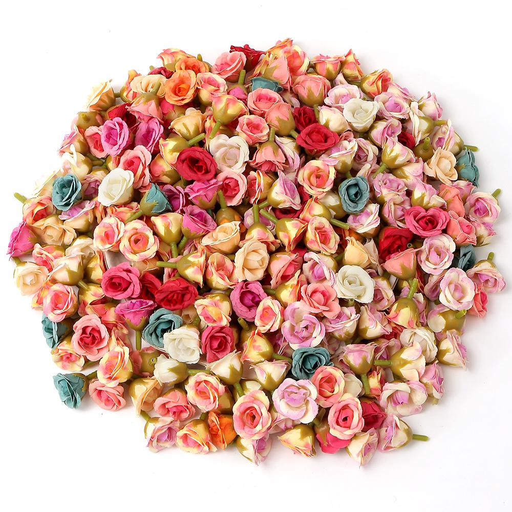 10/40Pcs Rose Artificial Flowers 2CM Fake Flowers Home Room Decor Garden Wedding Decoration DIY Scrapbook Garland Gift Accessory