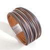 Bracelet Tendance Coloré en Cuir pour Femmes Hommes Boho Multicouche Bandes Fines Wrap Large Jonc Bracelets Bijoux de Fête Cadeaux