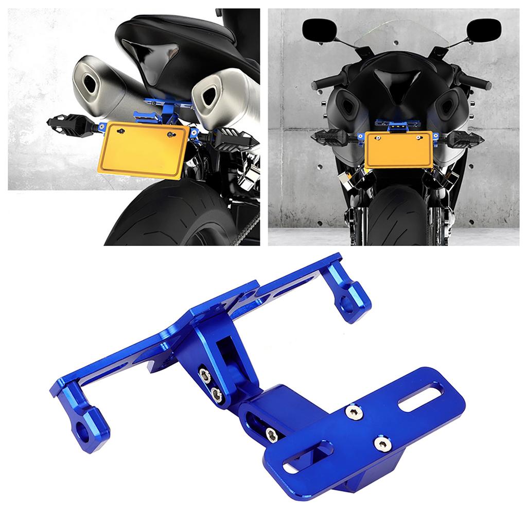 Telescopic Aluminum Alloy Bracket License Plate Holder with LED Light for Motorcycle