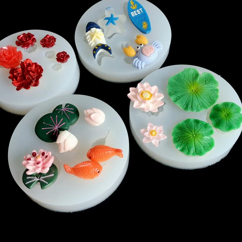 Lotus Leaf & Petal Silicone Mold Fish Bottle Epoxy Casting Mold Crystal Epoxy Mould Material Handmade Clay Mould Craft