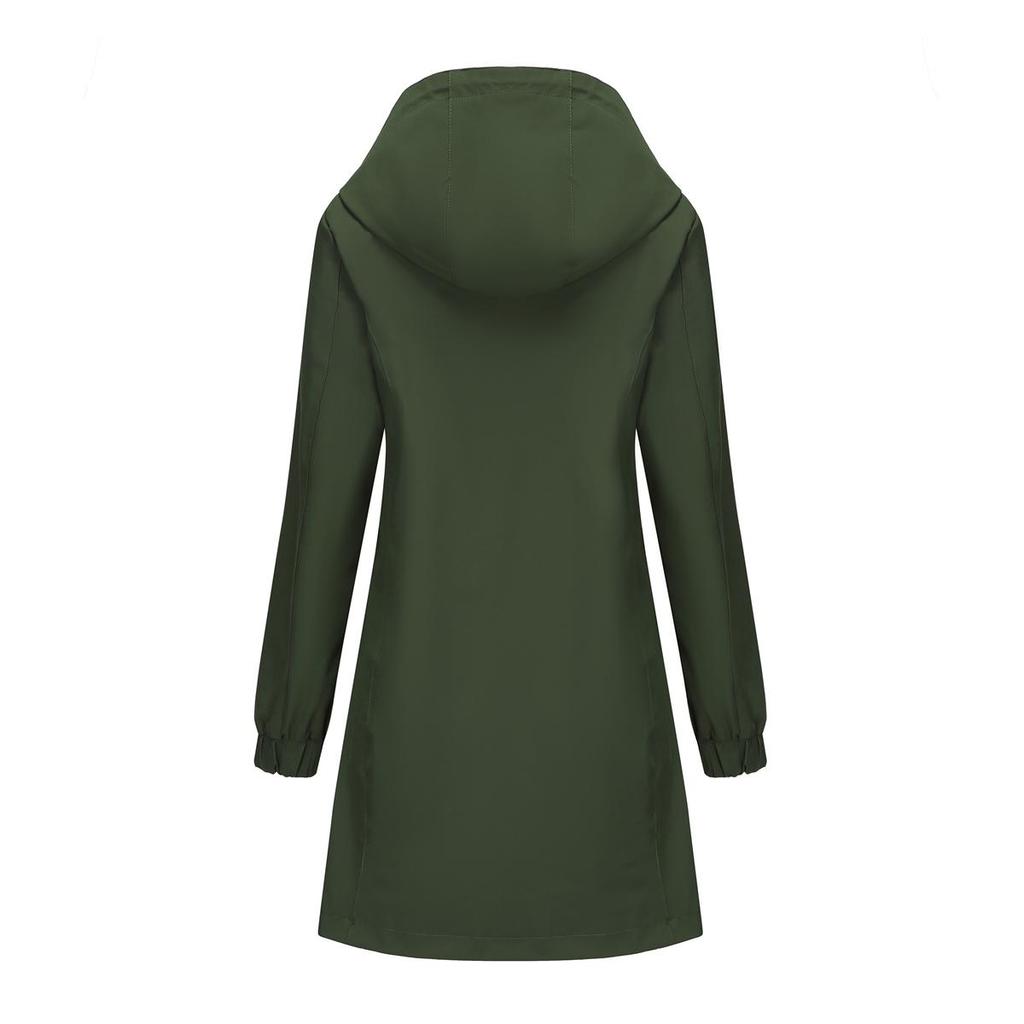 BRIGHT DEER Women’s Waterproof Trench Coat Hooded Windcheater Long Sleeves Zip Up Casual Wear for Autumn Winter Outdoor Sports