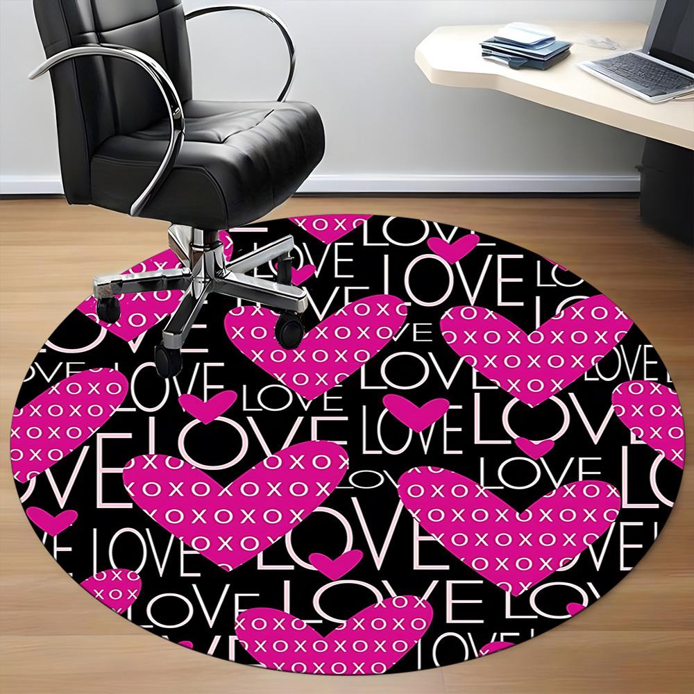 1pc Love Hearts Pattern Chair Carpet for Office, Non-slip, Soft and Durable Office Rug, Perfect for Office Yy251227155