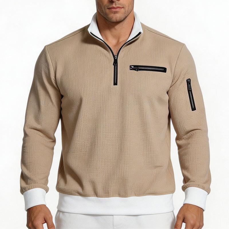 Men S Casual Zip Up Long Sleeve Loose Fit Hoodless Sweatshirt