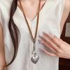 Fashion Shell Pendant Necklaces Women Heart Long Removable Keychain Sweater Chains Minimalist Design Daily Wear Gift Accessories