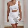 Women's Water Ripple One-Shoulder Cutout Dress - European & American Style 2025