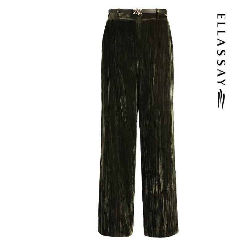 ELLASSAY Pleated Velvet Trousers