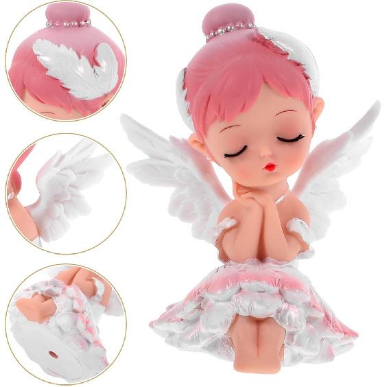 Luxshiny Girl Figurine Ballet Dancer Statue Art Sculpture Vinyl Angel Figure for Home Desk Car Cake Decoration