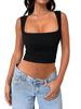 Seamless Deep Square Neck Sleeveless Cropped Yoga Top for Women