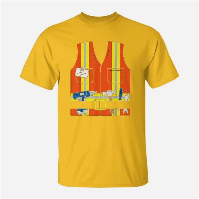 3D Bauarbeiter Orange Warnweste Grafik T-Shirt für Unisex Kleidung Sommer Lässig Unisex Oberteile T-Shirts Mode T-Shirt