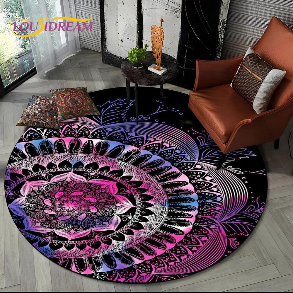 3D Meditation Mandala Bohemia nature Spirit Yoga Round Carpet Rug for Living Room Bedroom Child Decor,Pet Area Rug Non-slip Mat