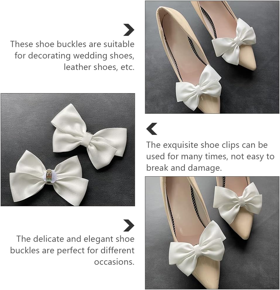1pcs Shoes Bow Buckle White Bowknot Shoe Clip Bow Butterfly Shoe Straps Shoe Flower Accessories Shoes Decoration for Lady Women