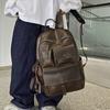 Schoolbag Hong Kong style retro backpack autumn and winter new simple PU large capacity student schoolbag versatile travel leisure backpack