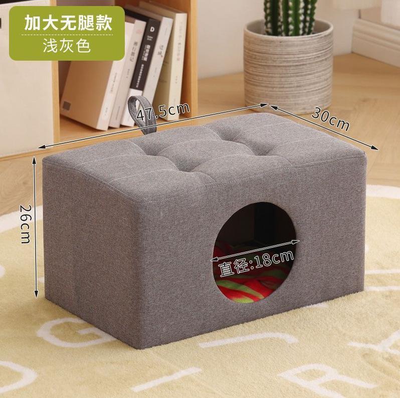 Solid Wood Cat Nest Stool Four Seasons Universal Cat House Kitten Semi-closed Pet Bed Warmth