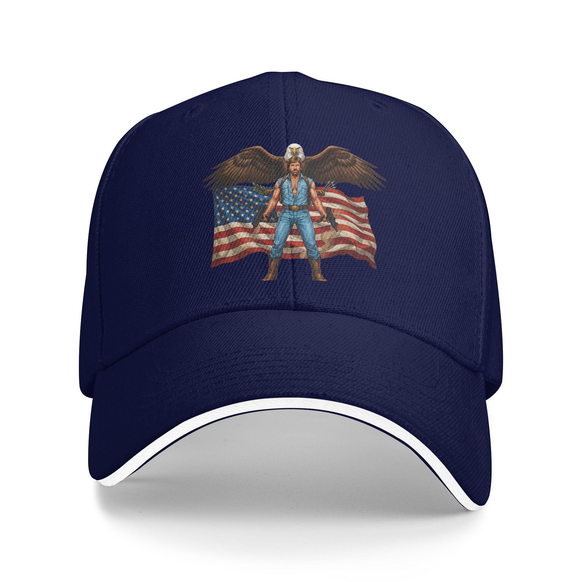 

Patriotic Action Hero Chuck Norris Baseball Caps Vintage Sandwich Caps Unisex Adjustable Hats Cap Running Golf One Size