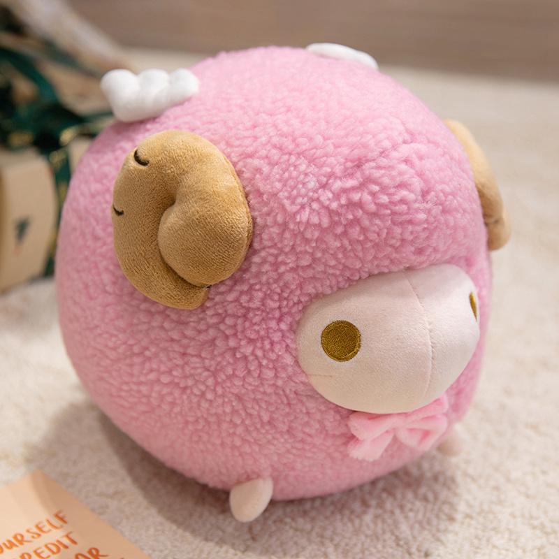 

25cm Cartoon Cute Round Sheep Plush Doll Pillow Purple Pink Green Argali Goat Plush Toy Home Decor Gift Idea Ideal For Kids about 25cm