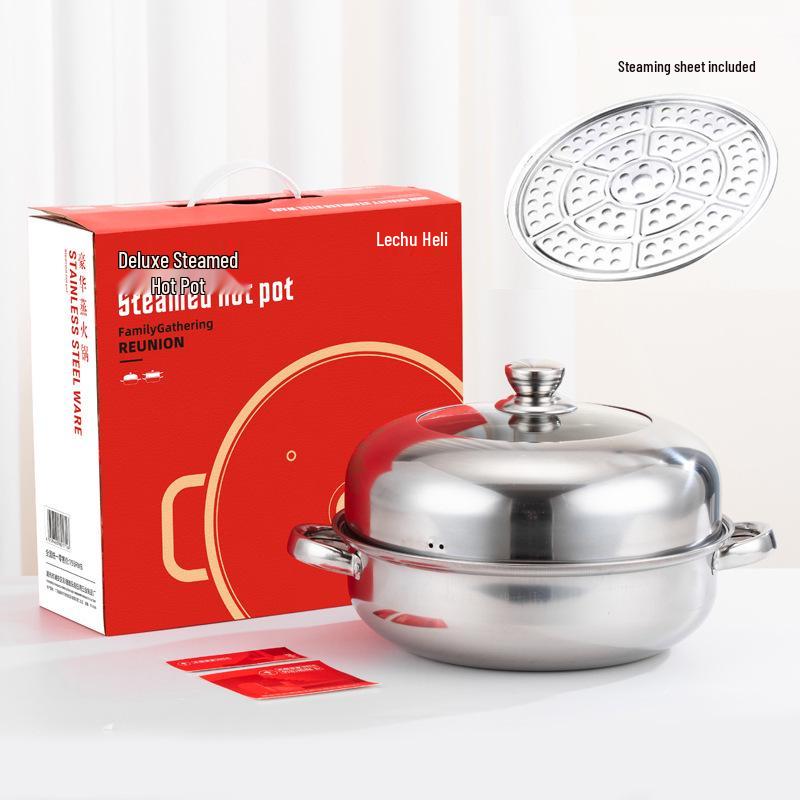 2025 Year of the Snake Gift: Stainless Steel Steaming Hot Pot & Induction Cooker