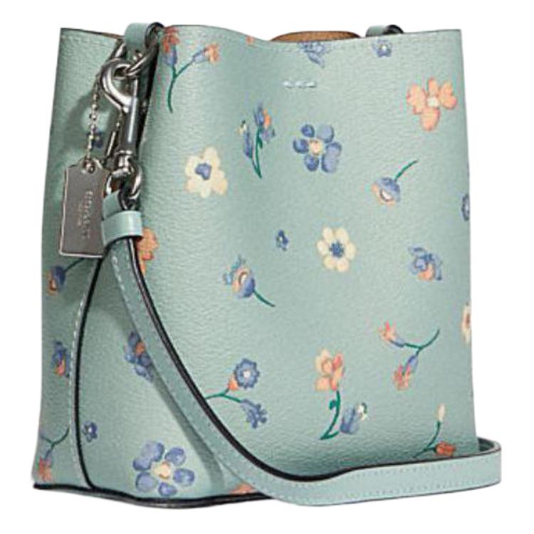 New COACH Town Artificial Leather Bucket Bag, Handbag, Shoulder Bag, Crossbody Bag Mini Women's Lake Aqua Green C8608-SVTYE