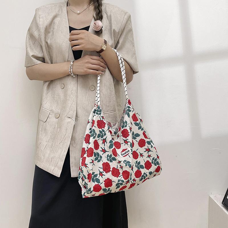 Fresh Cloth Bag Student Crossbody Bag Simple and Fashionable New Summer Shopping Bag Large Capacity Hand-carrying Shoulder Bag