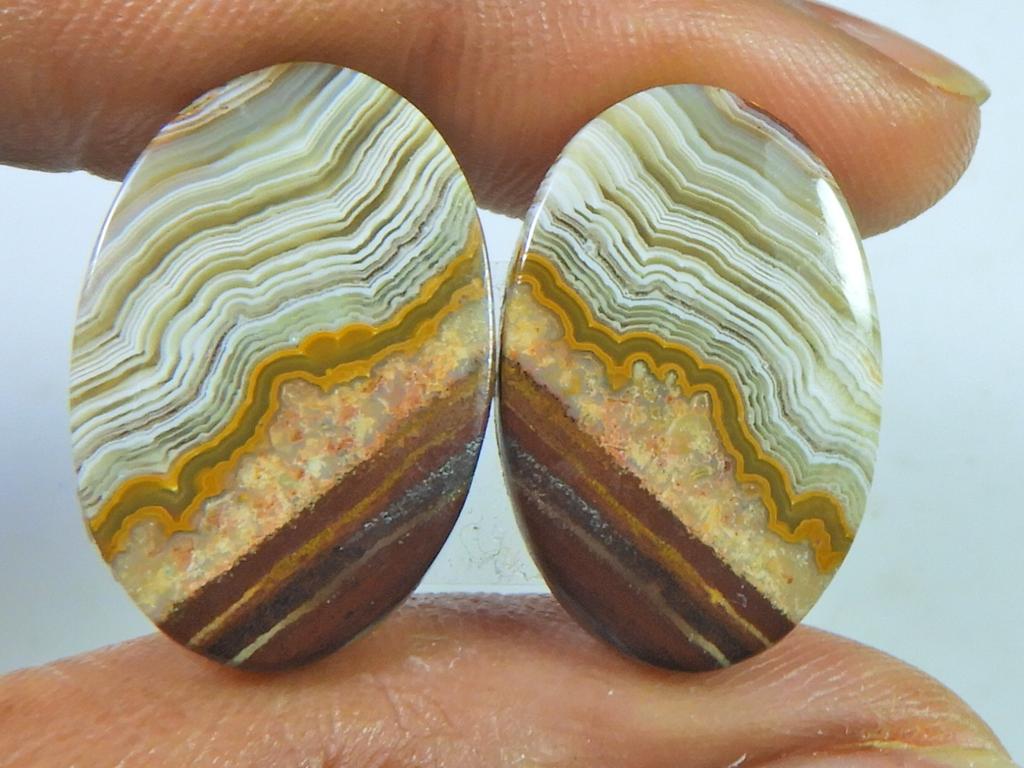 24Cts. AAA Crazy Lace Agate (14X22X2 mm each) Oval Cabochon Matched Pair SK-3081