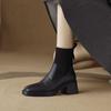 Women's Chunky Heel Knitted Short Boots 2025: Versatile Slim Fit British Style High Heel Martin Elastic Sock Boots for Autumn/Winter