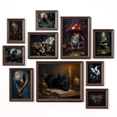 Dark Academia Art Raven Bat Frog Butterfly Poster Prints For Living Room Home Decor Gothic Animals Canvas Painting Wall Art