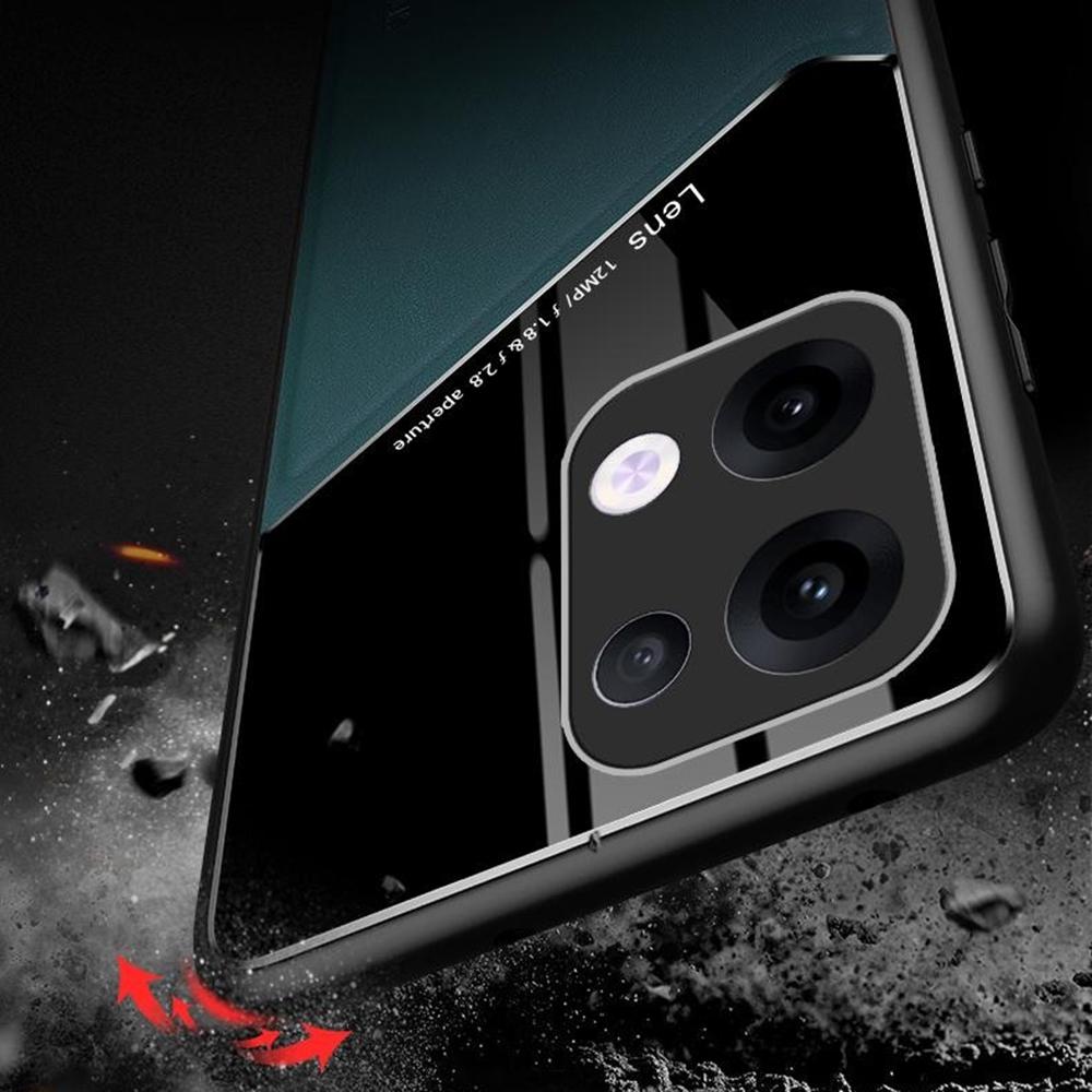 For Oppo Reno13 5G (Global) Case Leather Coated PC+TPU Phone Back Cover