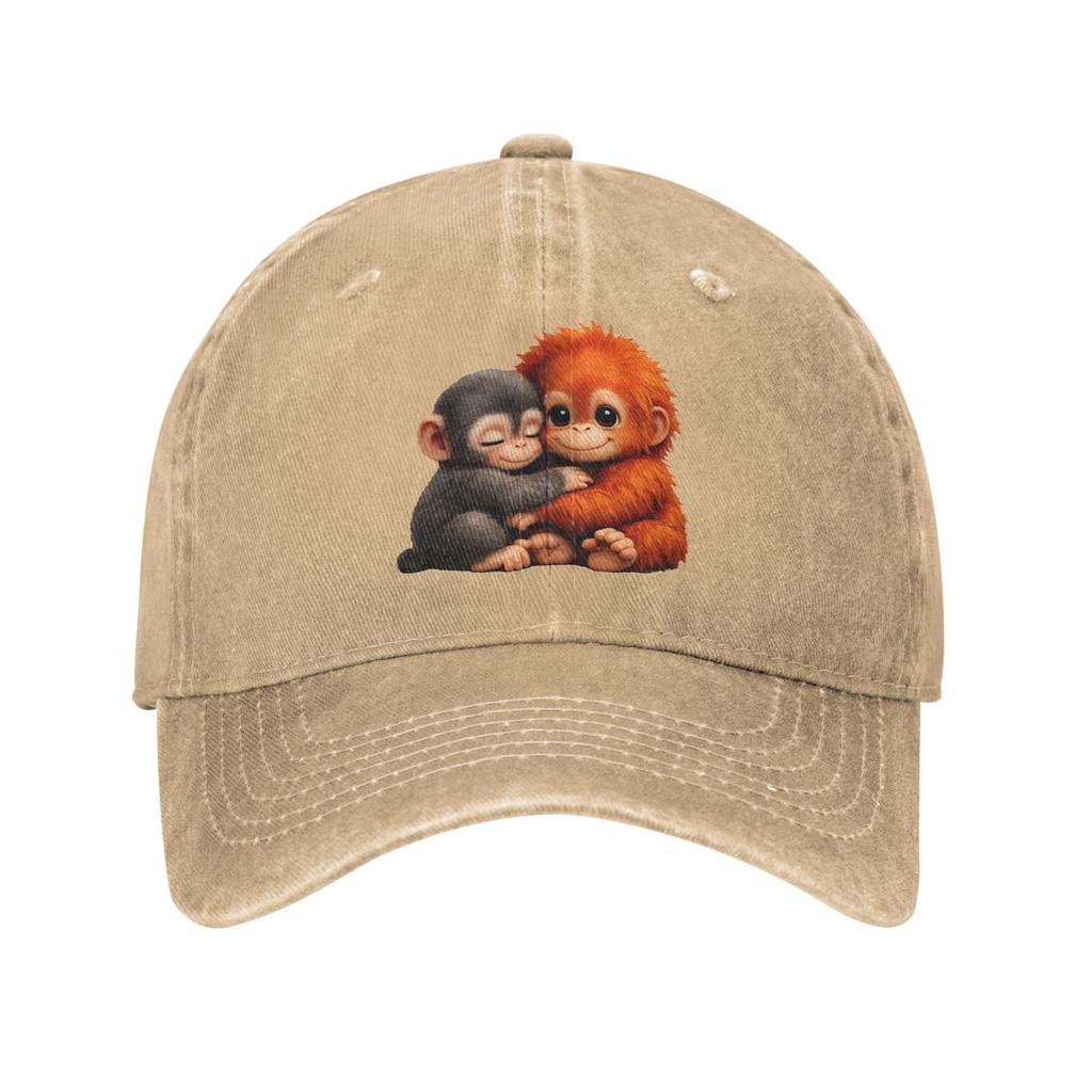 Vintage Punch Monkey Cute Baseball Cap Unisex Distressed Cotton Snapback Cap Outdoor Running Golf Unstructured Soft Caps Hat