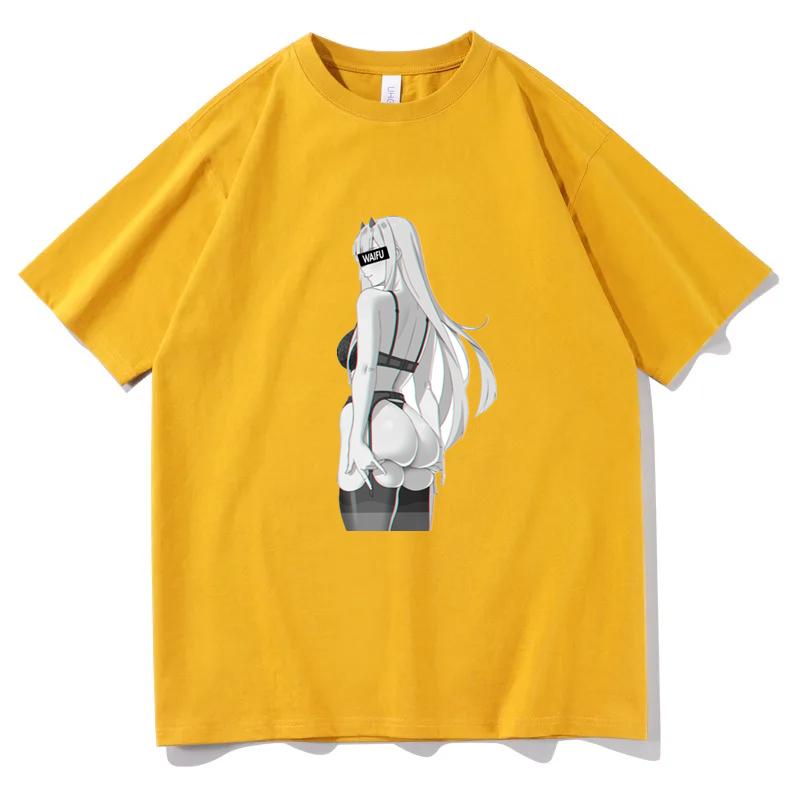 Sommer Baumwoll T-Shirt Harajuku Anime Egirl Print T-Shirt Y2k Casual Kurzarm T-Shirt Unisex Oversize Streetwear Kleidung
