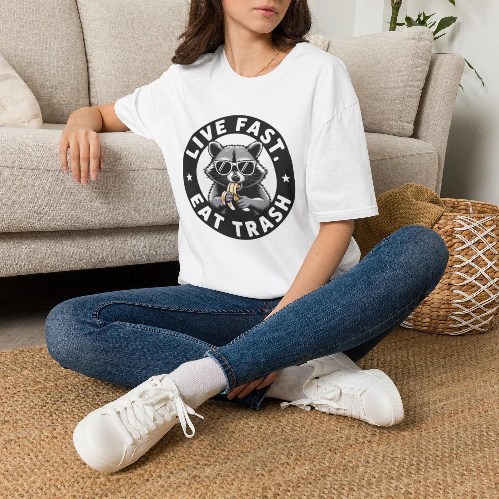 -Live Fast Eat Trash raccoon T-Shirt S