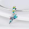 Color Enamel Hummingbird Flamingo Butterfly Flower Beads Charm Silver Plated Jewelry Making for Women Bracelet Necklace