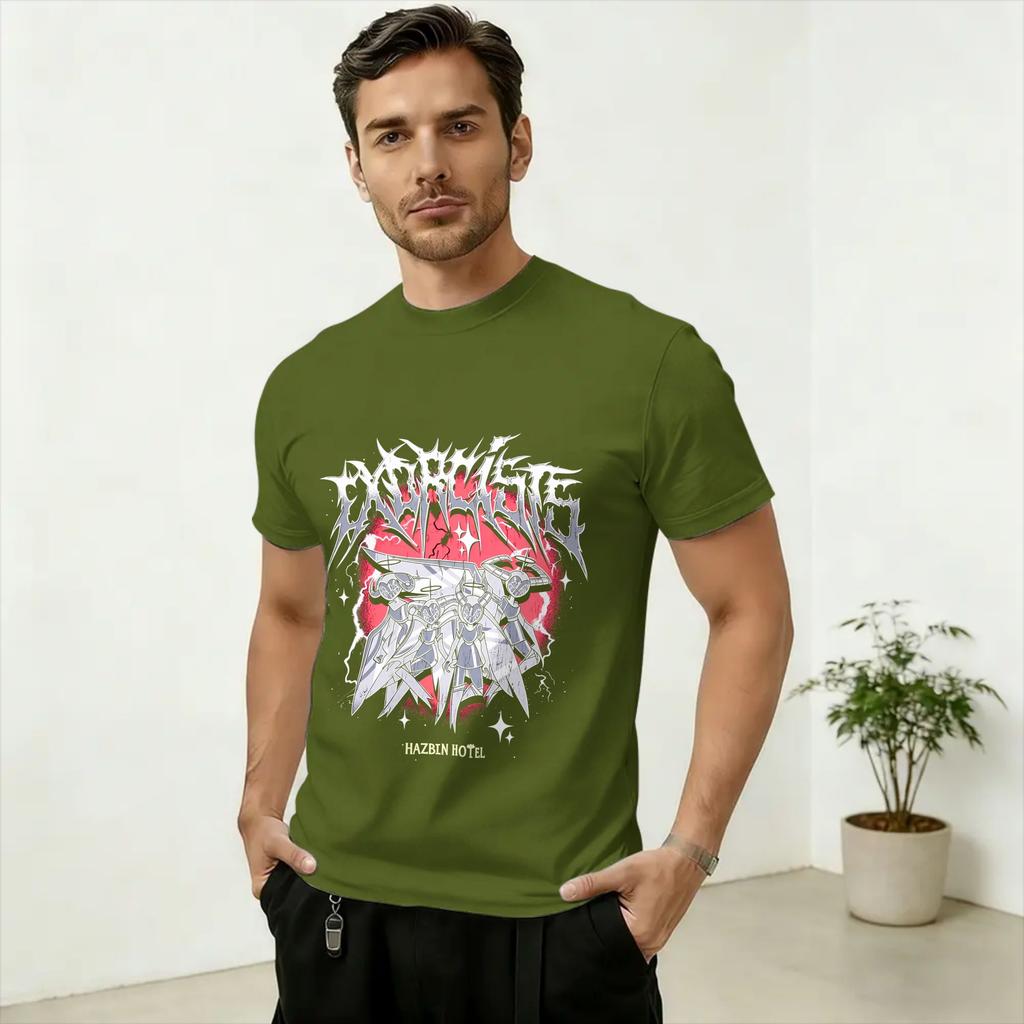 Hazbins Hoteling Vox Solo Metal Cotton T-Shirt For Unisex Summer Y2K Funny T Shirts O-Neck Hippie Tee Shirt Big Size Tops