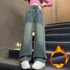 Autumn Winter  Children Insulated Jeans for Girl Baby Warm and Thick Thermal Denim Pants for Girls Trousers for Kids