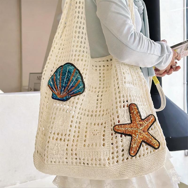 Yogodlns Wool Large Capacity Knit Bag Shoulder Shopping Bag for Women Cotton Girls Tote Bag Female Handbag Crochet Bag