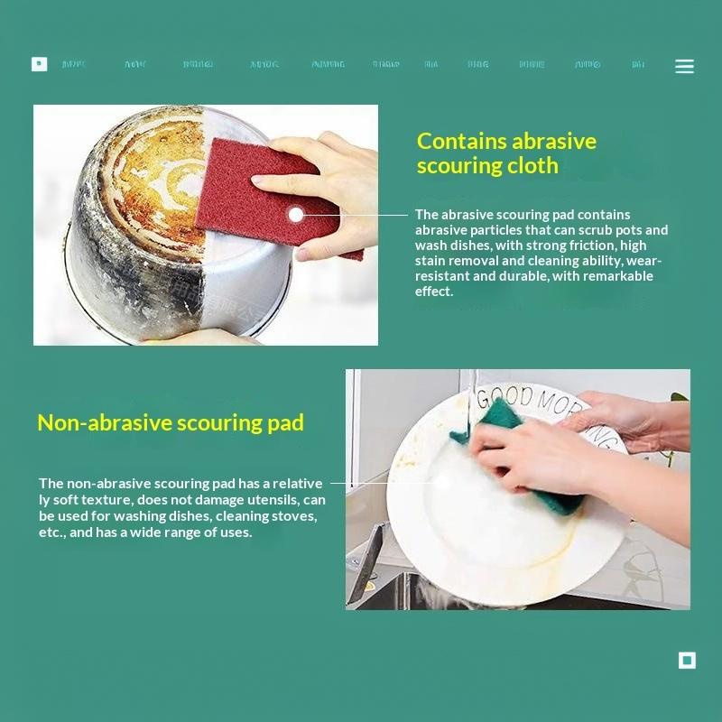 5Pcs Abrasive Hand Scouring Pad Abrasive Sponge Scourer Pads Polishing Cleaning Tools Square Nylon Scouring Pad
