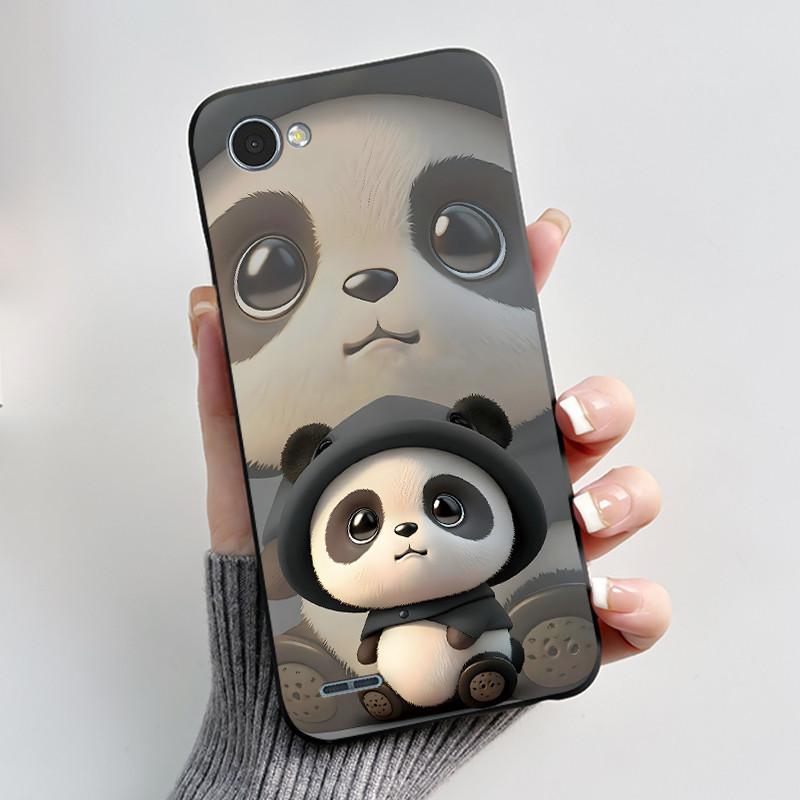 For LG Q6 Q6 Plus Q6a Case Luxury Cute Love Rabbit Funny Soft Silicone Black TPU Protective Cover LG q6 X600L X600K Phone Casing