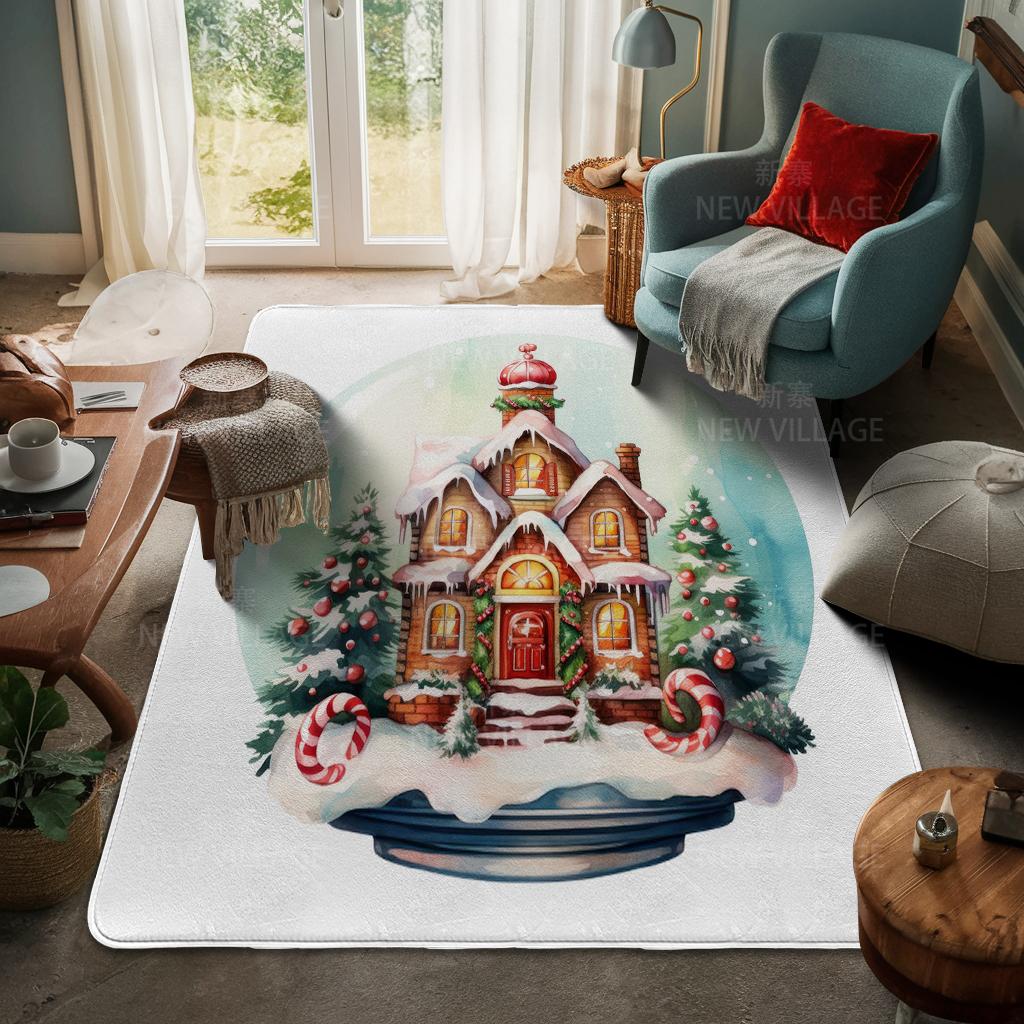 House Entrance Carpet Home Door Mat Living Room Bath Foot Bathroom Non-slip Water Absorption Rugs Bath Merry Christmas Winter