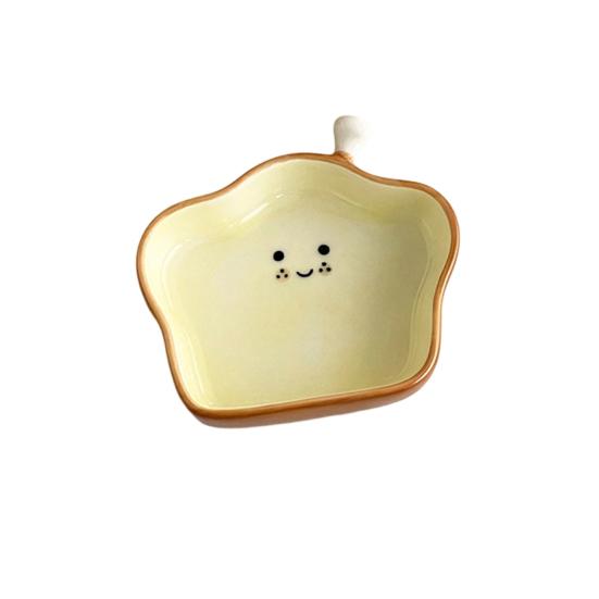

Ceramic Dipping Dish Cute Bread Shape Small Sauce Plate for Sushi Hot Pot Snacks Microwave Dishwasher Safe Snack Plate for Home Party Restaurant B