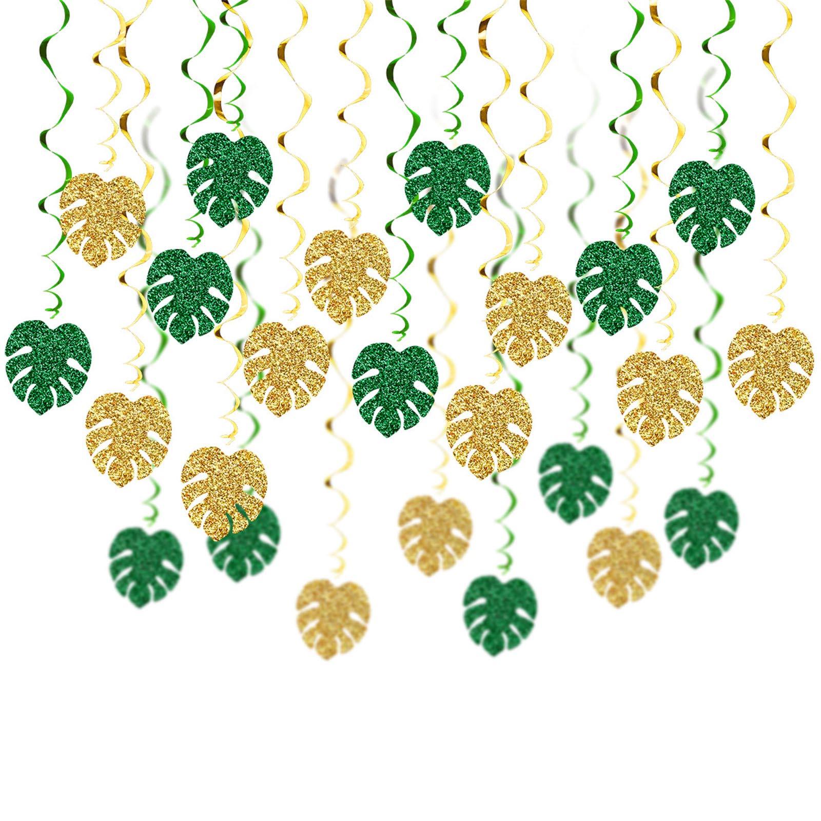 

Тропическая Монстера Гавайские Украшения для Вечеринки Монстера Вечеринка Подвесной Спиральный Фольгированный Потолочный Декор для Летней Вечеринки Луау 24