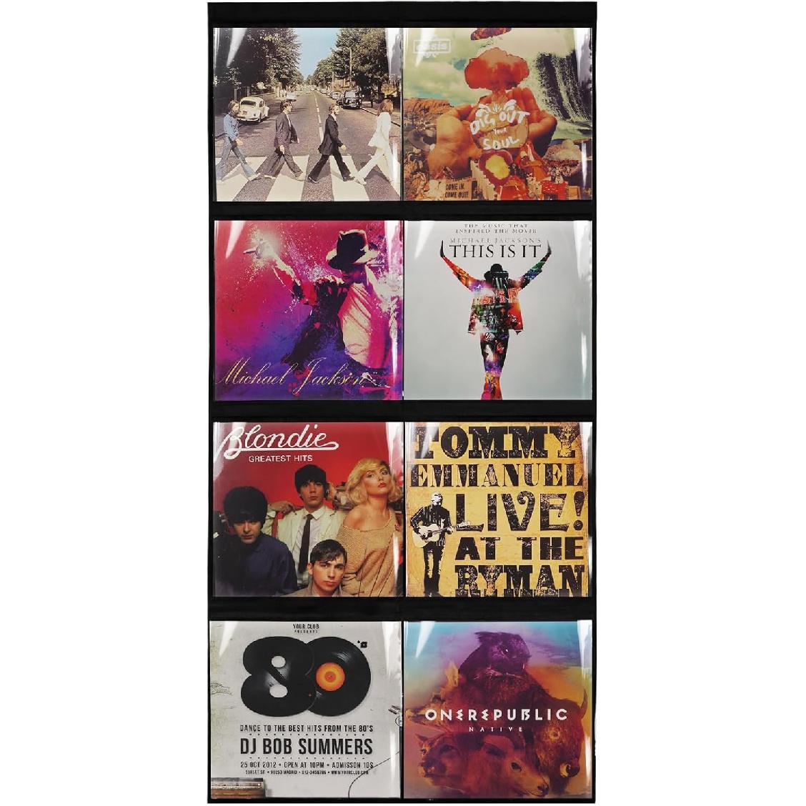 Vinyl Record Display Wall Mount Album Storage for 12 Inch Vinyl Records Record Frame Vinyl Display With Clear Window for 8 Vinyl Records for Home