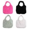 Große Plüsch-Handtasche Einfarbige Plüsch-Umhängetasche Kawaii Plüsch-Tragetasche Winter