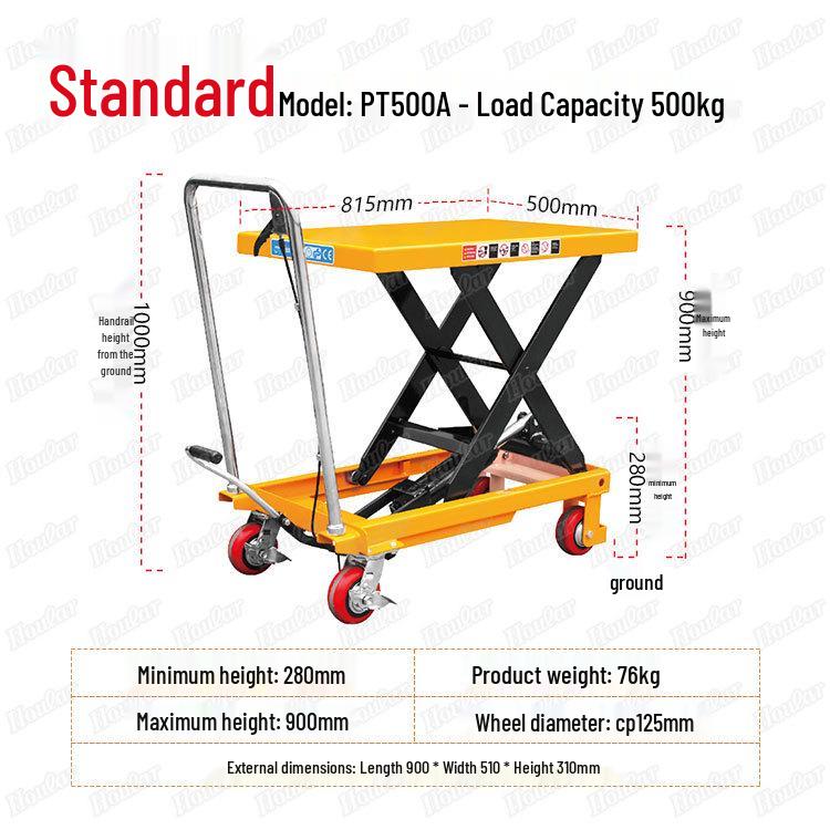Electric Hydraulic Scissor Lift Cart - Mobile Flatbed Trolley