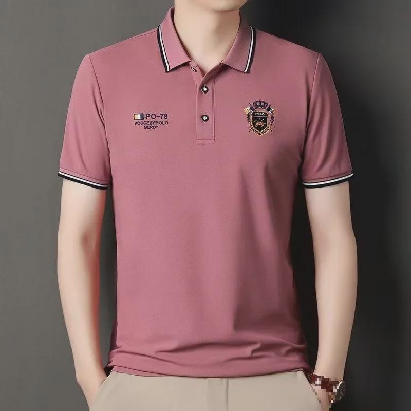 Men's High-Quality Embroidered Short-Sleeve POLO Shirts, Loose Fit for All Ages, Summer Style