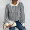 Women's Pullover Casual Plaid Thickened Round Neck Loose Ladies Knitwear Spring Autumn