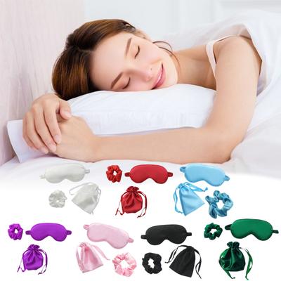 Seiden-Satin-Schlafmasken-Set Verstellbare konturierte Schlafmaske mit Aufbewahrungstasche Tragbare Flugzeug-Schlafmaske für Reisen Flugzeug Zuhause