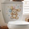 Playful Bear with Balloons Toilet Sticker Waterproof Self-Adhesive Removable Decal for Bathroom WC Home Decor