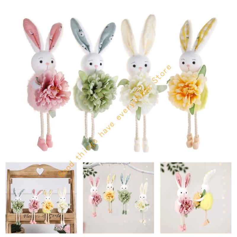 Easter Rabbit Hanging Ornament Bright Polyester Plastic Decors for Festival Indoor Outdoors Reusable 55KF